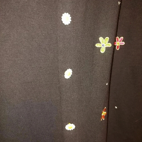 Bobbie C XL Cotton Black Multicolor Floral Embroidered Cardigan & Tank Top - Picture 6 of 7